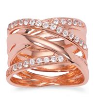White Topaz Ring in Rose Gold Plated Sterling Silver 0.40ct