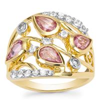 Rose Cut Pink Sapphire Ring with Ceylon White Sapphire in 9K Gold 1.65cts