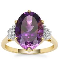 Moroccan Amethyst Ring with White Zircon in 9K Gold 5.20cts
