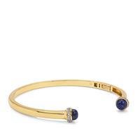 Sar-i-Sang Lapis Lazuli Bangle with White Zircon in Gold Plated Sterling Silver 2.80cts