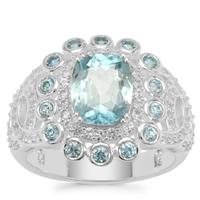 Ratanakiri Blue Zircon and White Zircon Ring in Sterling Silver 4.33cts