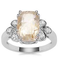 Bahia Rutilite Ring with White Zircon in Sterling Silver 5.03cts
