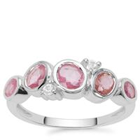 Rose cut Sakaraha Pink Sapphire Ring with White Zircon in Sterling Silver 1.25cts