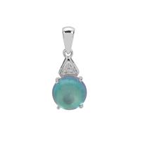 Blue Moonstone Pendant with White Zircon in Sterling Silver 3.85cts