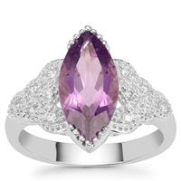 Bahia Amethyst Ring with White Zircon in Sterling Silver 3cts