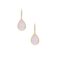 Type A Lavender Jadeite & White Topaz Earrings in Gold Tone Sterling Silver 12.07cts
