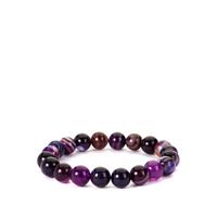 Purple Banded Agate Stretchable Bracelet 146cts