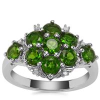 Chrome Diopside Ring with Diamond in Sterling Silver 2.46cts