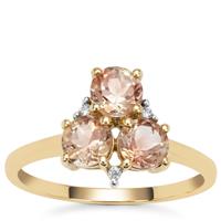 Padparadscha Oregon Sunstone Ring with White Zircon in 9K Gold 1.45cts