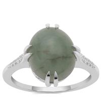 Type A Burmese Jade Ring in Sterling Silver 6.17cts