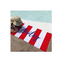 Personalised Red Stripes Beach Towel 