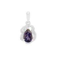 Bengal Iolite Pendant with White Zircon in Sterling Silver 1.03cts