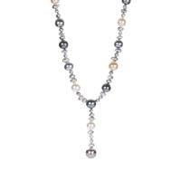 Tahitian Cultured Pearl Necklace with South Sea Cultured Pearl in Sterling Silver