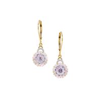 Lehrer Nine Star Cut Aurora Topaz Earrings with Natural Zircon in 9K Gold 10.25cts