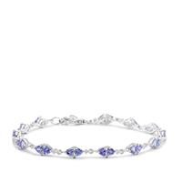 Tanzanite Bracelet with White Topaz in Sterling Silver 4.25cts