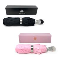 Gem Auras Folding Umbrellas - Pink with Rose Quartz or Black with Black Obsidian ATGW 325cts