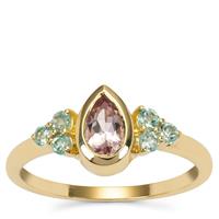 Cherry Blossom™ Morganite Ring with Aquaiba™ Beryl in 9K Gold 0.65ct