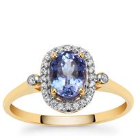 AA Tanzanite Ring with White Zircon in 9K Gold 1.20cts
