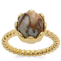 Copper Mojave Pink Opal Ring in Gold Plated Sterling Silver 3.50cts