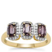 Burmese Purple Spinel Ring with White Zircon in 9K Gold 1.25cts