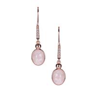 Morganite Earrings with White Zircon in Rose Gold Flash Sterling Silver 4cts