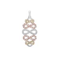 Diamond Pendant in Three Tone Gold Plated Sterling Silver 1cts