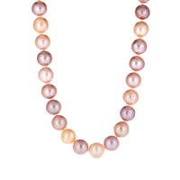 Naturally Orchid Edison Cultured Pearl Graduated Necklace in Sterling Silver 