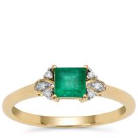 Panjshir Emerald Ring with Diamond in 18K Gold 0.55ct
