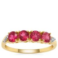 Nigerian Rubellite Ring with Diamond in 9K Gold 1.10cts
