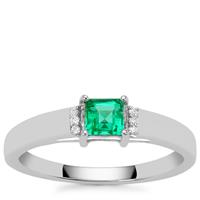 Panjshir Emerald Ring with Diamond in Platinum 950 0.40ct
