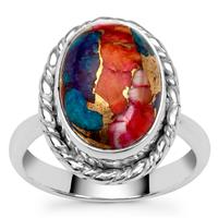 Multi-Color Oyster Copper Mohave Turquoise Ring in Sterling Silver 6.50cts