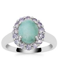 Larimar Ring with Tanzanite in Sterling Silver 2.65cts