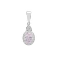Minas Gerais Kunzite Pendant with White Zircon in Sterling Silver 1.85cts