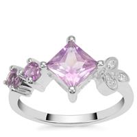 Moroccan Amethyst Ring with White Zircon in Sterling Silver 1.30cts