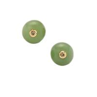 Nephrite Jade Earrings with Australian Diamond in Gold Plated Sterling Silver 11.70cts
