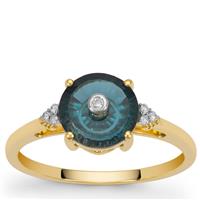 Lehrer TorusRing Marambaia London Blue Topaz Ring with Diamond in 9K Gold 1.65cts