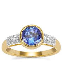 AAA Tanzanite Ring with Diamond in 18K Gold 1.55cts