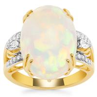 Ethiopian Opal Ring with Diamond in 18K Gold 7.95cts 