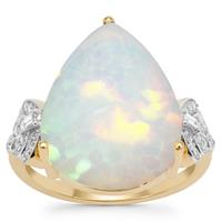Ethiopian Opal Ring with Diamond in 18K Gold 8.50cts 