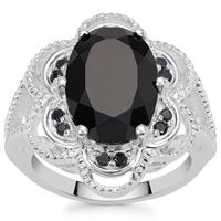 Black Spinel Ring in Sterling Silver 7.70cts