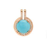 Sleeping Beauty Turquoise Pendant with Natural Pink Diamond in 9K Rose Gold 5.60cts