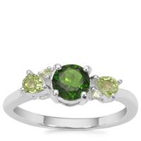 Chrome Diopside, Ring with Peridot in Sterling Silver 1.09cts