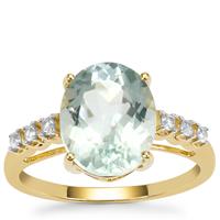 Aquamarine Ring with White Zircon in 9K Gold 3.60cts