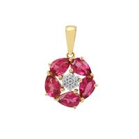 Nigerian Rubellite Pendant with White Zircon in 9K Gold 2cts