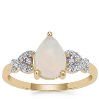 Ethiopian Opal Ring with Tanzanite in 9K Gold 1.25cts