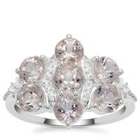 Rose Danburite Ring with Natural Zircon in Sterling Silver 2.59cts