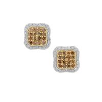Cape Champagne Diamonds Earrings with White Diamonds in 9K Gold 1cts