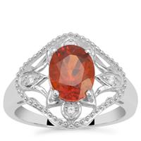 Madeira Citrine Ring with White Zircon in Sterling Silver 1.50cts