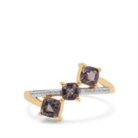 Burmese Purple Spinel Ring with White Zircon in 9K Gold 1.40cts