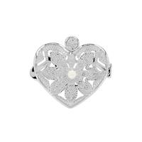 Kaori Cultured Pear Locket with White Topaz in Sterling Silver